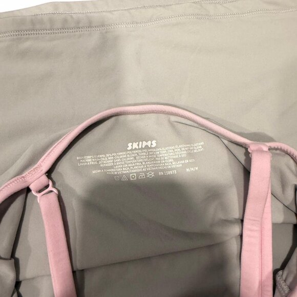 Skims Grey Tank Top with Pink Trim and Straps in size M - Picture 3 of 3
